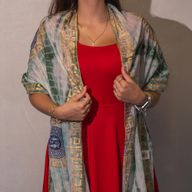 Nomad Sari  - Summer Scarf -  180x50cm - Marbella Print - Green with Gold Trim