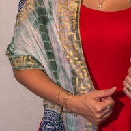 Nomad Sari  - Summer Scarf -  180x50cm - Marbella Print - Green with Gold Trim