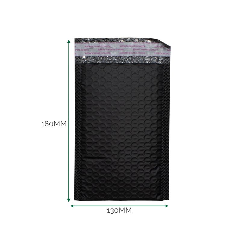 Zwarte Poly Luchtkussen Envelop (130 × 180 + 40 mm)