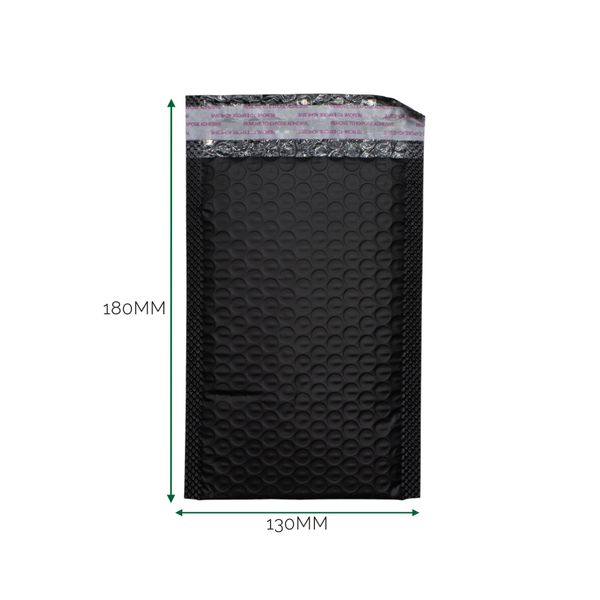 Zwarte Poly Luchtkussen Envelop (130 × 180 + 40 mm)