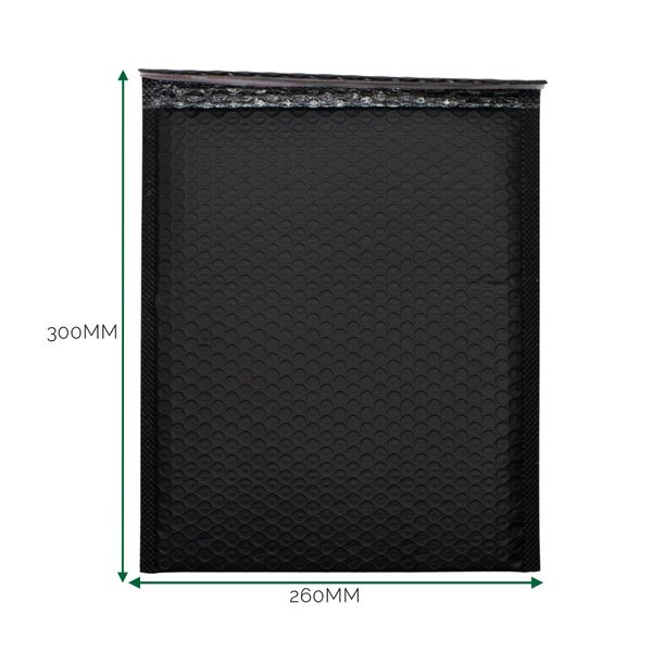 Zwarte Poly Luchtkussen Envelop (260 × 300 + 40 mm)