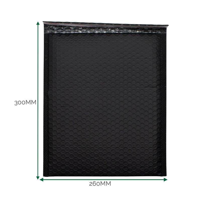 Zwarte Poly Luchtkussen Envelop (260 × 300 + 40 mm)
