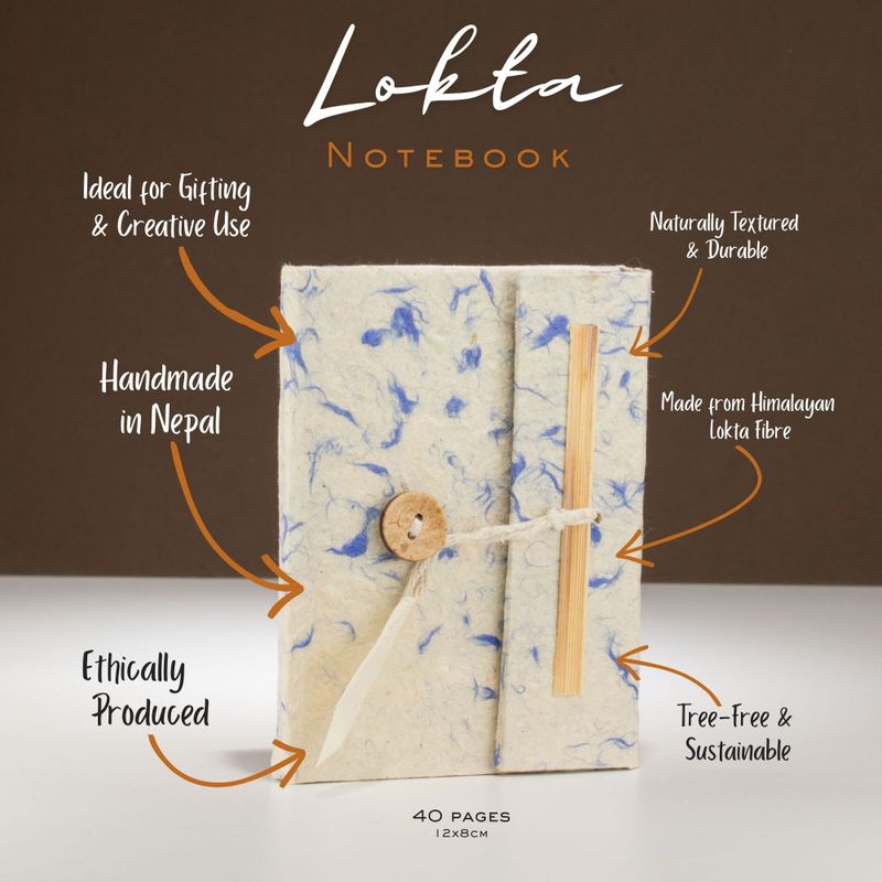 Mini Lokta Gemengd Blauwe Katoen Notitieboek