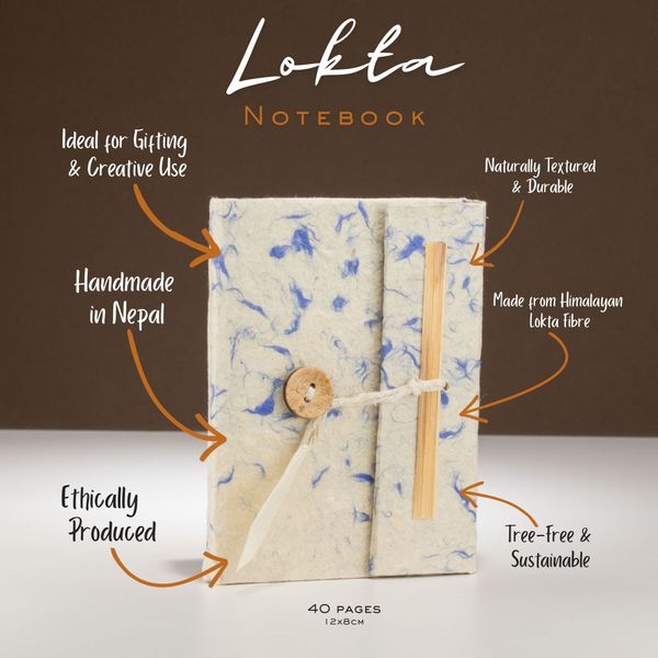 Mini Lokta Gemengd Blauwe Katoen Notitieboek
