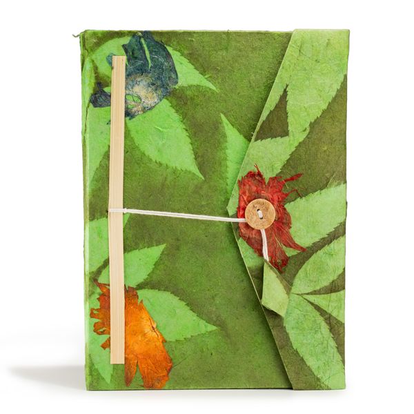 Grote Lokta Bloemen Notitieboek (21×15 cm, 45 blz) – Mosgroen