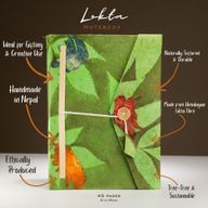 Grote Lokta Bloemen Notitieboek (21×15 cm, 45 blz) – Mosgroen