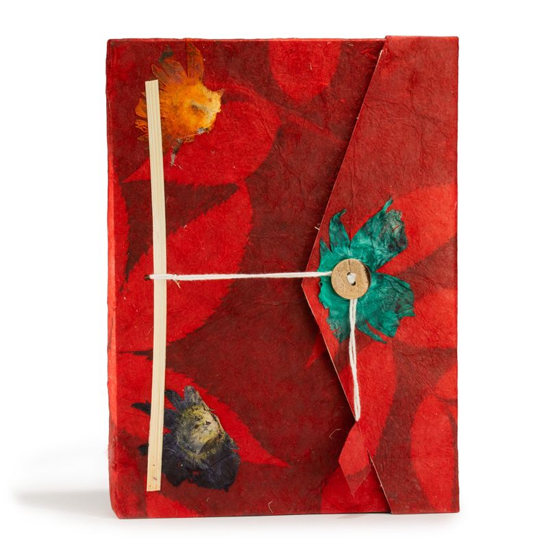 Grote Lokta Bloemen Notitieboek (21×15 cm, 45 blz) – Robijn