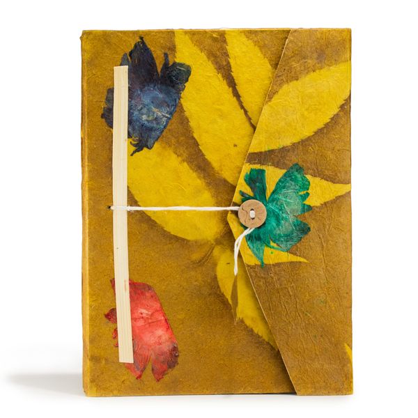 Grote Lokta Bloemen Notitieboek (21×15 cm, 45 blz) – Mosterdbruin