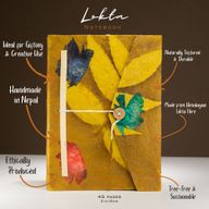 Grote Lokta Bloemen Notitieboek (21×15 cm, 45 blz) – Mosterdbruin