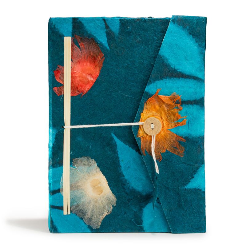 Grote Lokta Bloemen Notitieboek (21×15 cm, 45 blz) – Nachtblauw