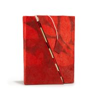 Medium Lokta Bloemen Notitieboek met Bamboeslot (15×12 cm, 45 blz) – Robijn