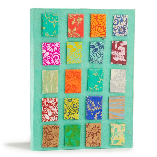 Groot Lokta Mini Tegels Notitieboek (21×15 cm, 45 blz) – Teal