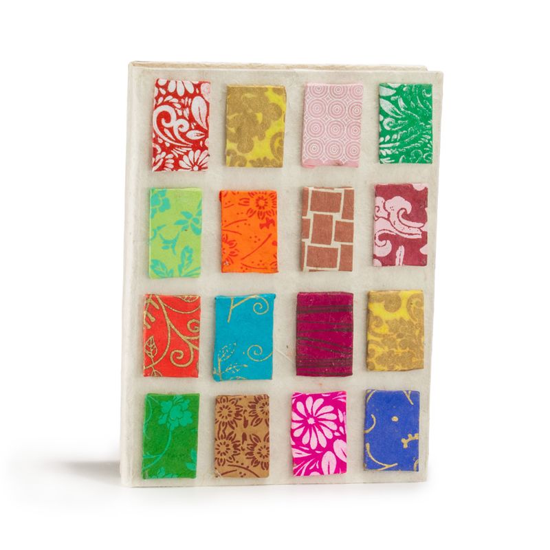 Medium Lokta Mini Tegels Notitieboek (15×12 cm, 45 blz) – Naturel