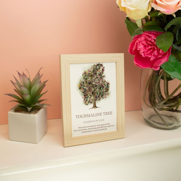 Edelsteenafbeelding - Levensboom - Toruraline (20x14.7x1cm)