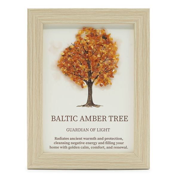 Edelsteenafbeelding - Levensboom - Baltisch Amber (20x14.7x1cm)