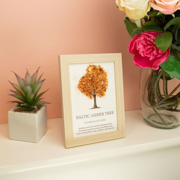 Edelsteenafbeelding - Levensboom - Baltisch Amber (20x14.7x1cm)
