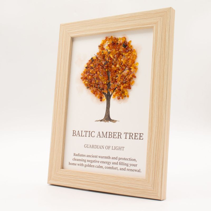 Edelsteenafbeelding - Levensboom - Baltisch Amber (20x14.7x1cm)