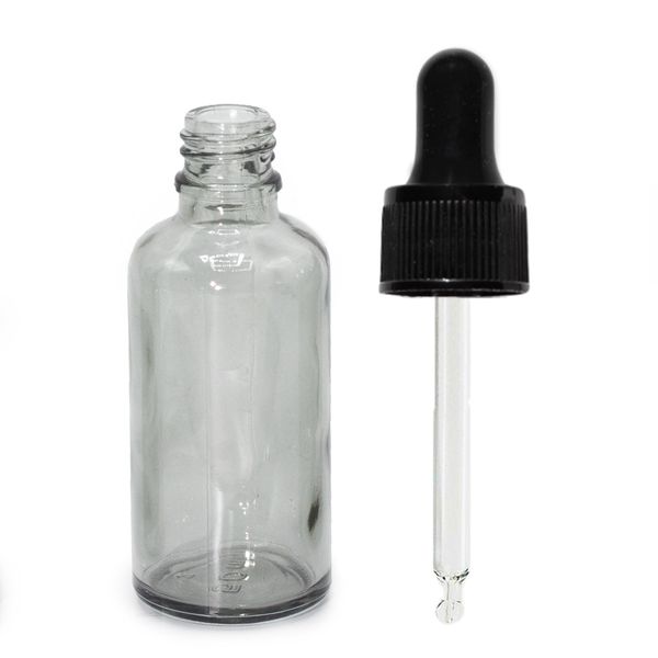 50ml Rookgrijze Glazen Pipetfles Met Zwarte Pipet