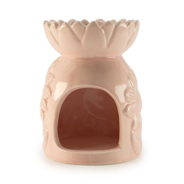 Keramische Zonnebloemoliebrander - Pastelroze