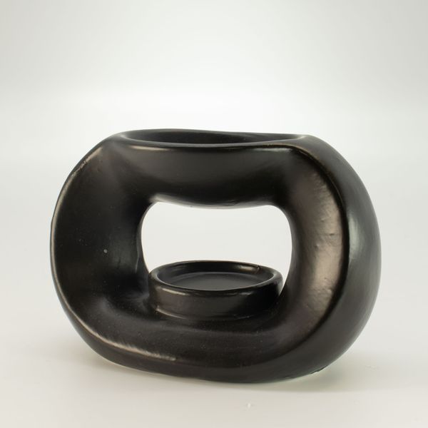 Keramische Zen-oliebrander - Ovaal Pebble - mat zwart