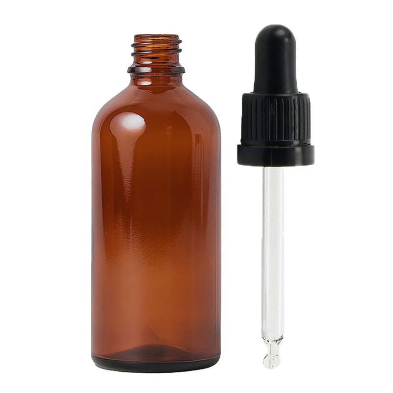100ml Bruine Glazen Druppelfles met Zwarte Pipet