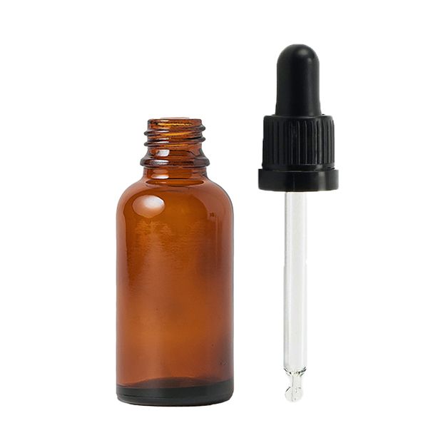 30ml Bruine Glazen Druppelfles met Zwarte Pipet