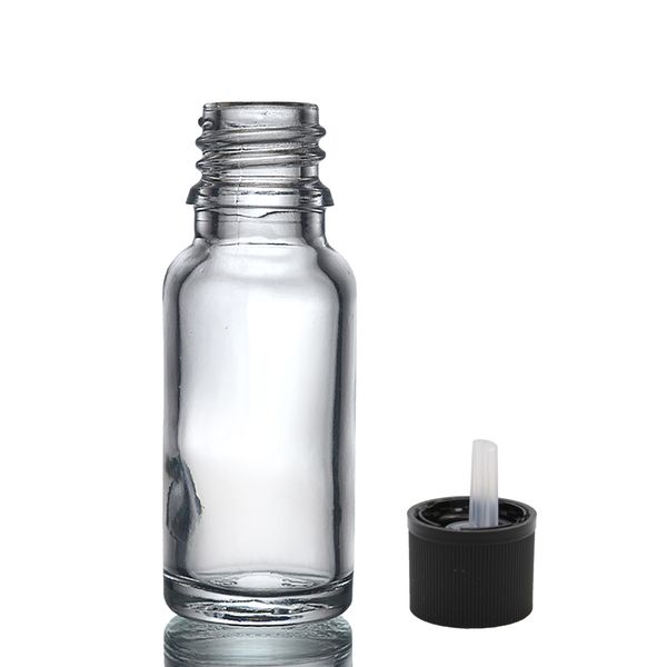 15ml Heldere Glazen Druppelfles met Kindveilige Druppeldop