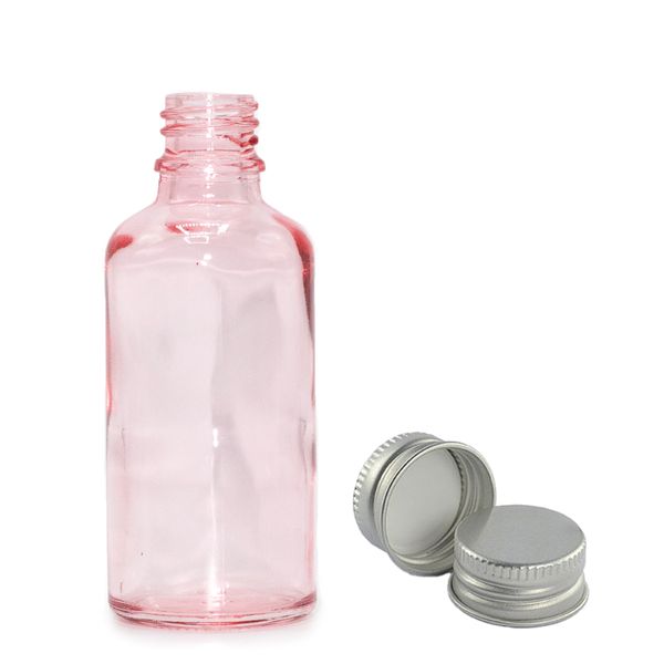 50ml Roze Roze Glazen Pipetfles met Aluminium Dop
