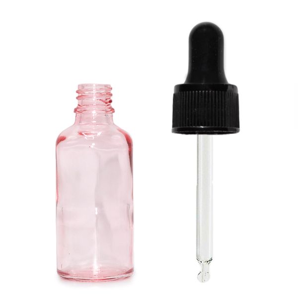 10ml Roze Roze Glazen Pipetfles met Zwarte Pipet