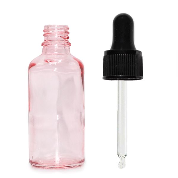 50ml Roze Roze Glazen Pipetfles met Zwarte Pipet