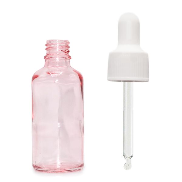 30ml Roze Roze Glazen Pipetfles met Witte Pipet