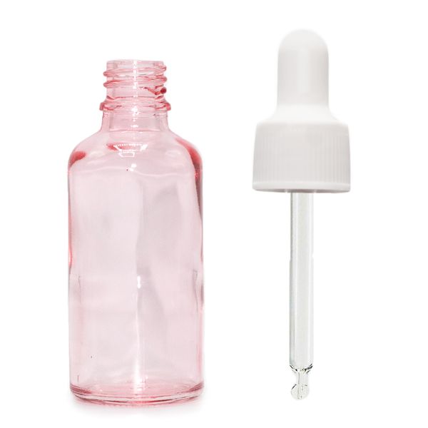 50ml Roze Roze Glazen Pipetfles met Witte Pipet