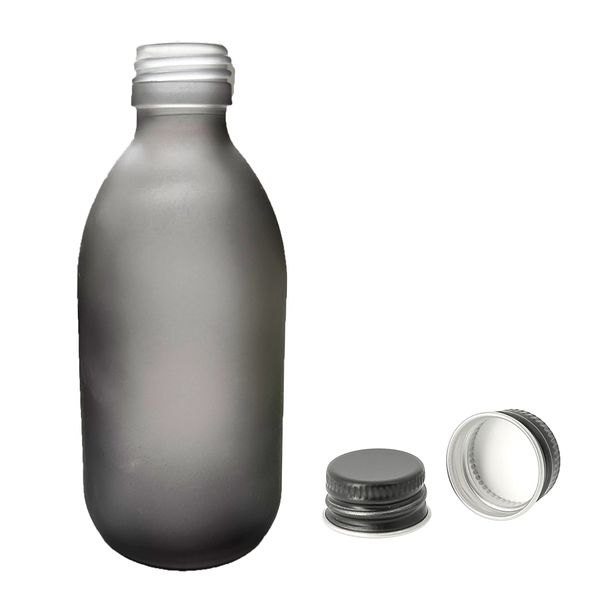 300ml Grijs Geëmailleerd Glazen Medicijnfles met Aluminium Zwarte Dop