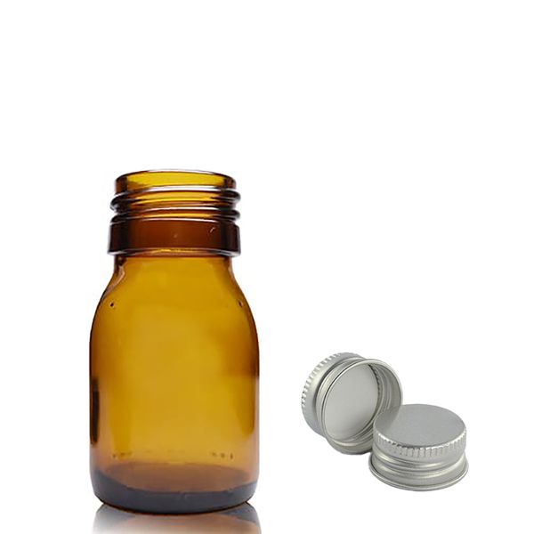 30ml Amber Glazen Medicijnfles met Aluminium Dop