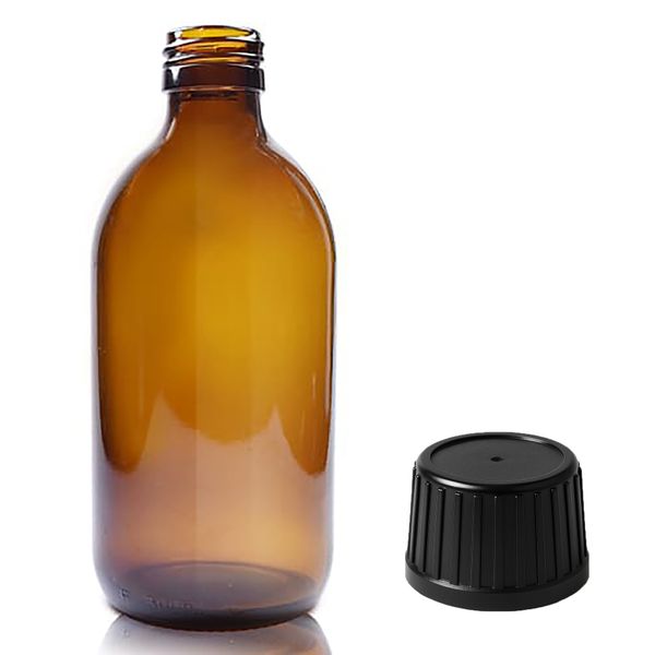 300ml Amber Glazen Medicijnfles met Tamper Evident Dop