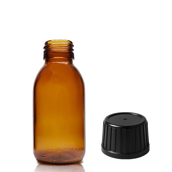 100ml Amber Glazen Medicijnfles met Tamper Evident Dop