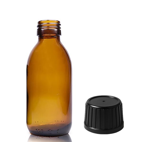 150ml Amber Glazen Medicijnfles met Tamper Evident Dop