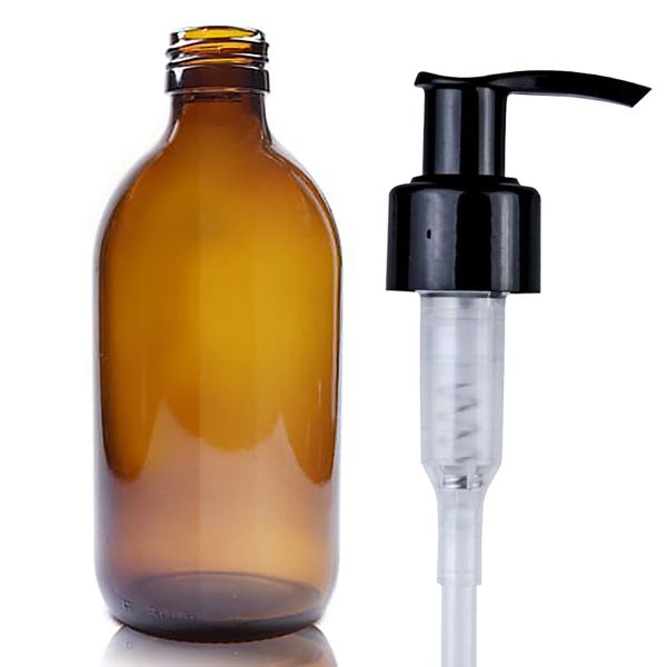 300ml Amber Glazen Medicijnfles met Lotion Pomp