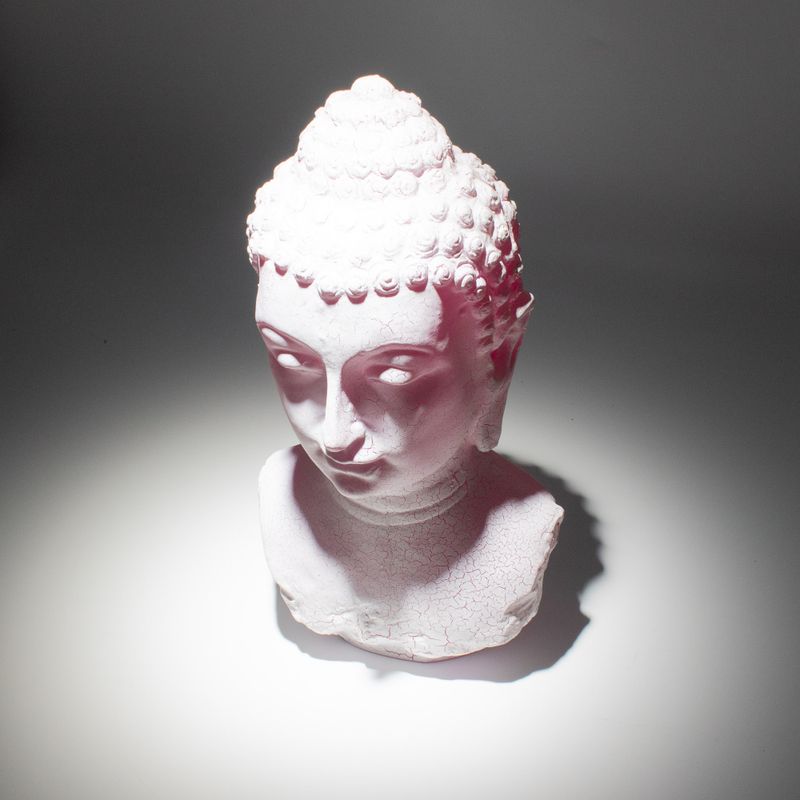 Boeddha borstbeeld lamp Kersenkleur Crackle - Ovale standaard