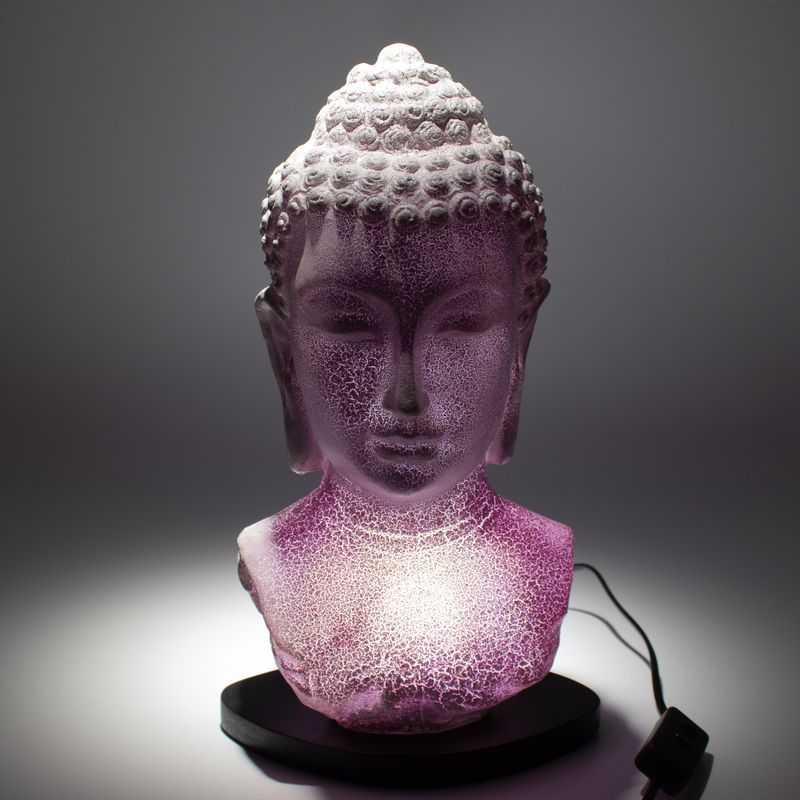 Boeddha-buste-lamp lavendel crackle - ovaal standaard