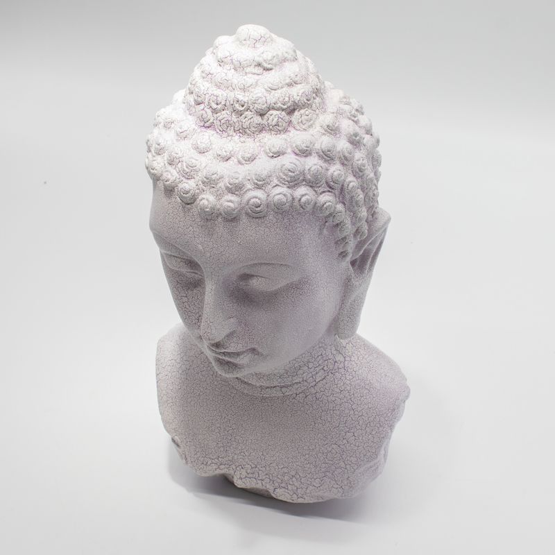 Boeddha-buste-lamp lavendel crackle - ovaal standaard