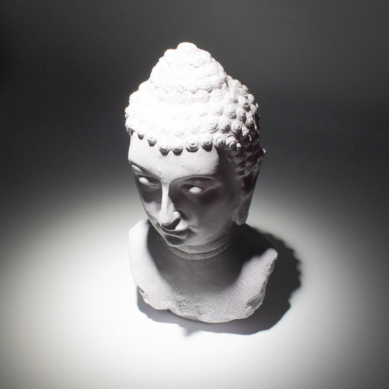 Boeddha-buste-lamp lavendel crackle - ovaal standaard