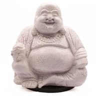 Lachende Boeddha-lamp Lavendel Crackle-glas - Ronde standaard