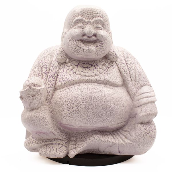 Lachende Boeddha-lamp Lavendel Crackle-glas - Ronde standaard