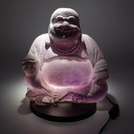 Lachende Boeddha-lamp Lavendel Crackle-glas - Ronde standaard