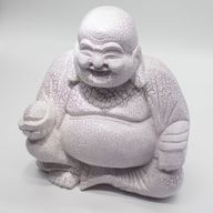 Lachende Boeddha-lamp Lavendel Crackle-glas - Ronde standaard