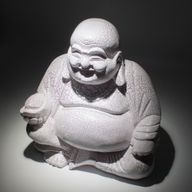 Lachende Boeddha-lamp Lavendel Crackle-glas - Ronde standaard