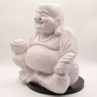 Lachende Boeddha-lamp Lavendel Crackle-glas - Ronde standaard