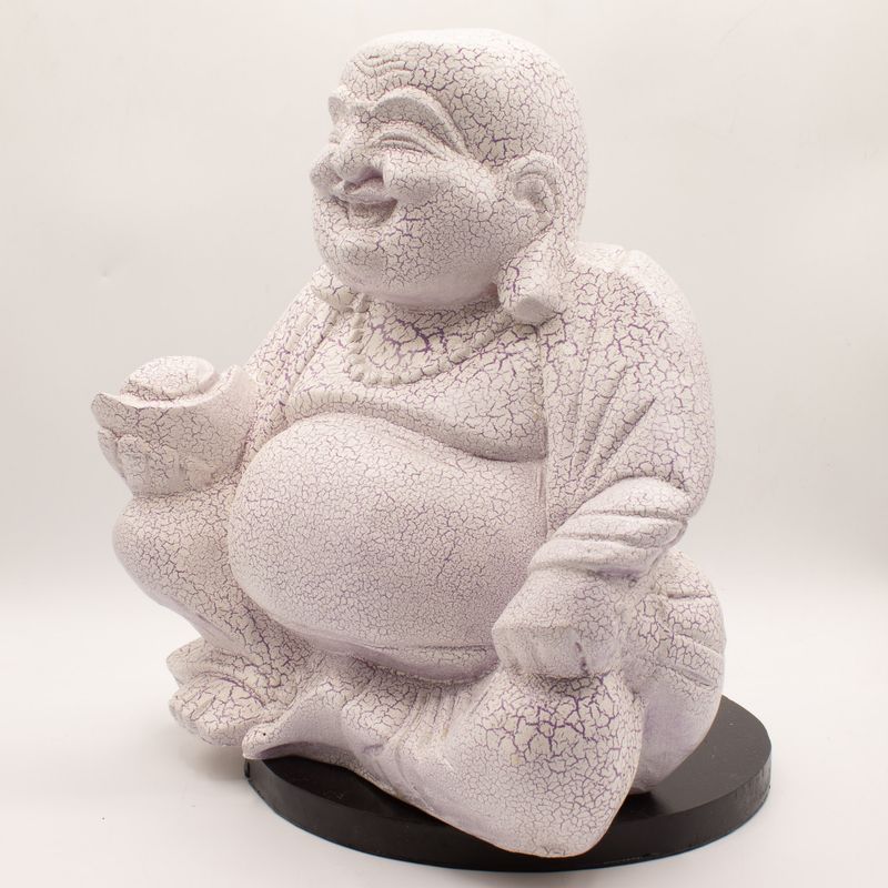 Lachende Boeddha-lamp Lavendel Crackle-glas - Ronde standaard