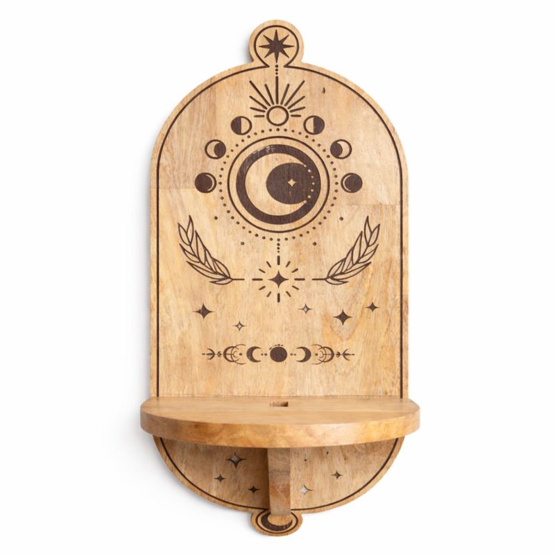 Maanfasen & Boom Gesneden Boog Wandplank